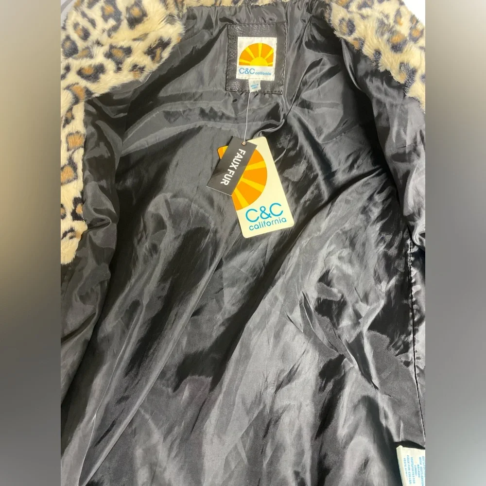 NWT C&C California Faux Fur Moto Jacket Women’s Size Large - Picture 4 of 4